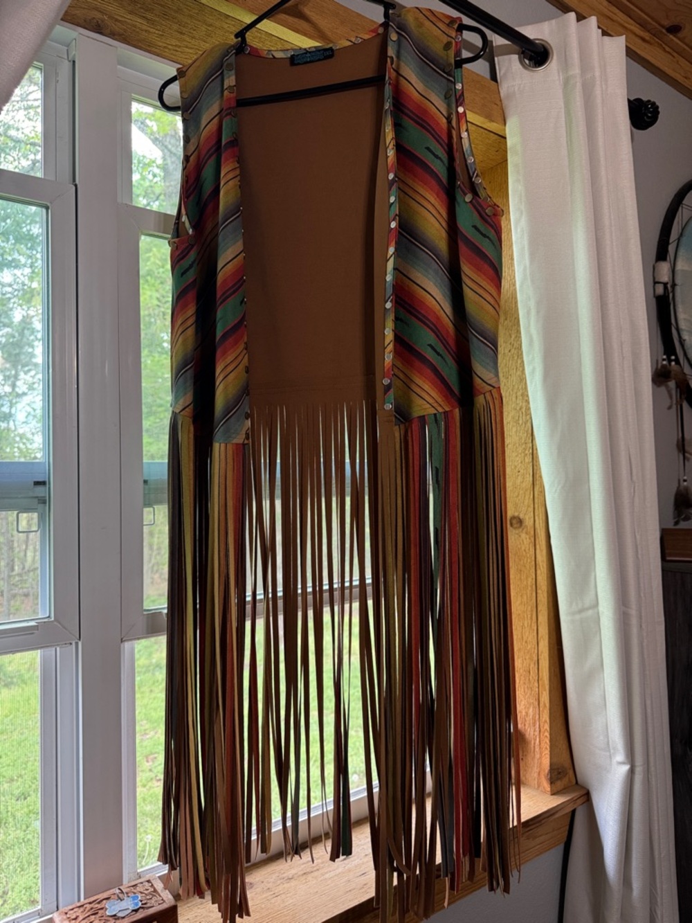 Striped Western Fringe Vest - Multi Color